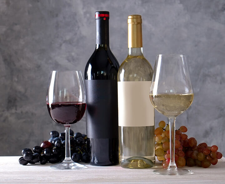 Red wine and white wine